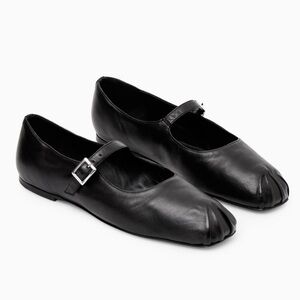 COS Pleated Leather Mary-Jane Ballet Flats